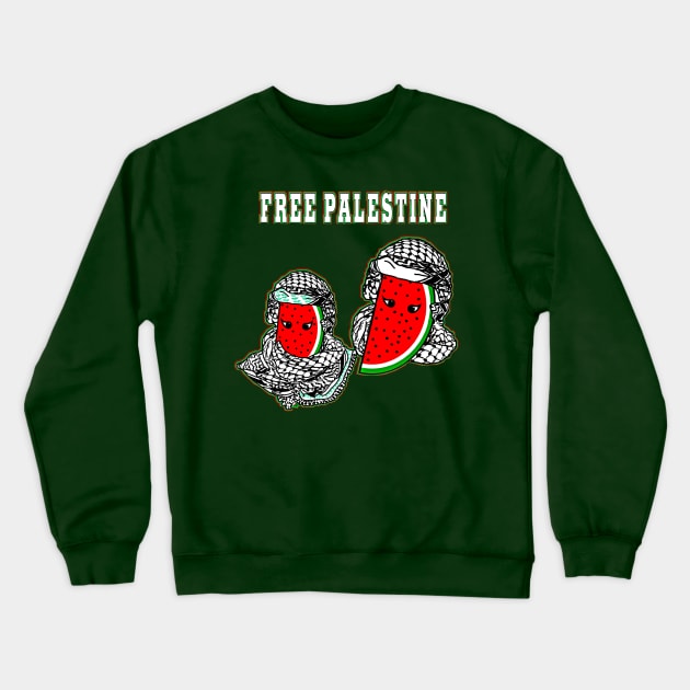 Watermelon Keffiyeh Free Palestine Fully Wrapped Couple - Front Crewneck Sweatshirt by SubversiveWare